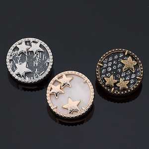 Metal Star Buttons-6Pcs Gold/Silver/Bronze Button for Sewing-Blazer/Jacket/Coat/Sweater