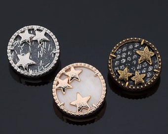 Metal Star Buttons-6Pcs Gold/Silver/Bronze Button for Sewing-Blazer/Jacket/Coat/Sweater
