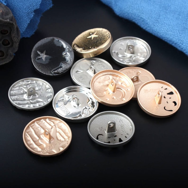 Metal Star Moon Buttons-6Pcs Silver/Gun/Gold Black Button for Sewing-Shirt/Suit/Blazer/Jacket/Coat/Sweater/Cardigan image 10