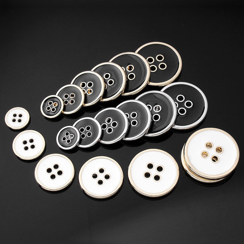Metal Hole Buttons-6Pcs Black/WhiteGold/Silver Hole Button for Sewing-Suit/Shirt/Blazer/Jacket/Coat/Sweater image 8