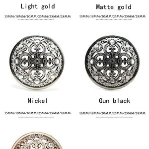 Metal Floral Buttons-6Pcs Gun Black/Gold/Tea Gold/Silver/Bronze Hollow Button for Sewing-Blazer/Jacket/Coat/Sweater image 7