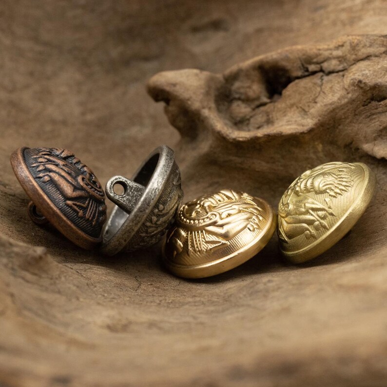 Armour Flag Metal Buttons: Vintage Gold, Silver, Bronze - 6 Pcs - Etsy