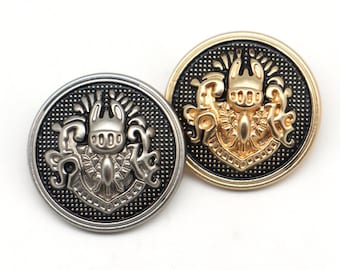 Metal Lion Crown Buttons- 6Pcs Gold/Silver Black Button for Sewing-Blazer/Jacket/Coat/Sweater/Cardigan