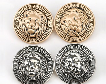 Metal Lion Buttons-6Pcs Gold/Silver Black Shank Button for Sewing-Blazer/Jacket/Coat/Sweater