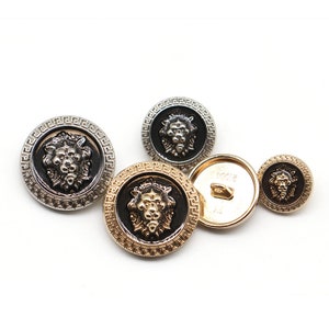 Metal Lion Buttons-6Pcs Vintage Gold Silver Black Button for Sewing-Blazer/Jacket/Coat/Sweater image 5