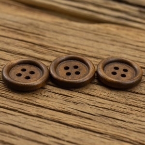 Wood Buttons-20/50/100/200Pcs Vintage Old Brown Wooden Hole Button for Sewing-Shirt/Cardigan/Sweater/Bag image 3