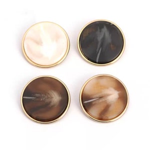 Metal Pearl Buttons-6Pcs Gold+White/Black/Brown Pattern Button for Sewing-Blazer/Jacket/Coat/Sweater/Cardigan