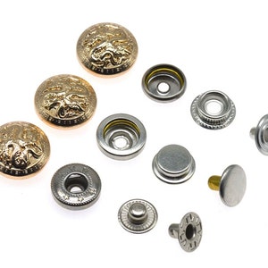 Metal Dragon Snap Buttons-10Pcs Press Stud Popper Gold/Gun for Jeans/Jacket/Coat/Leather/Wallet/DIY image 4