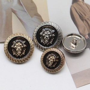 Metal Lion Buttons-6Pcs Vintage Gold Silver Black Button for Sewing-Blazer/Jacket/Coat/Sweater image 3