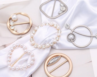 Parelstrass sjaal gespring-2 stuks goud/zilver pin knop accessoires voor sjaal/shirt