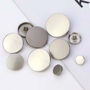 Metal Mirror Flat Buttons-6Pcs Round Gold/Silver/Gun/Black Shank Button for Sewing-Shirt/Blazer/Skirt/Jacket/Coat image 5