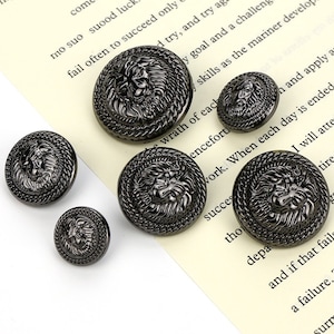 Metal Lion Buttons-6Pcs Rose Gold/Gun Black Button for Sewing-Blazer/Jacket/Coat/Sweater zdjęcie 8
