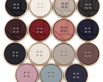 Metal Buttons-6Pcs Gold Black White Blue Red Pink Notched Resin Hole Button for Sewing-Suit/Blazer/Jacket/Coat/Sweater