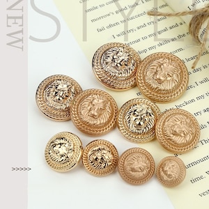 Metal Lion Buttons-6Pcs Rose Gold/Gun Black Button for Sewing-Blazer/Jacket/Coat/Sweater zdjęcie 3