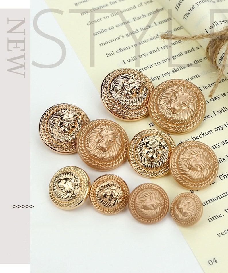 Metal Lion Buttons-6Pcs Rose Gold/Gun Black Button for Sewing-Blazer/Jacket/Coat/Sweater zdjęcie 3