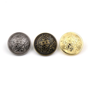 Metal Shield Buttons-10Pcs Silver/Bronze/Gold Button for Jeans/Blazer/Jacket/Coat/Sweater