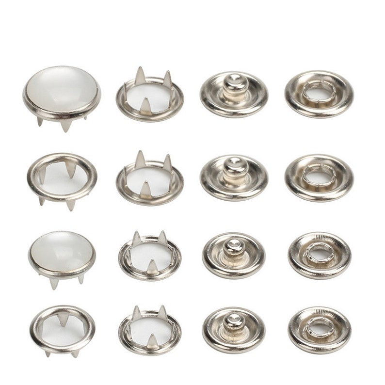 Boutons-pression perlés en métal 10 pièces boutons-pression argentés pour jean/veste/manteau/cuir/portefeuille/bricolage image 1