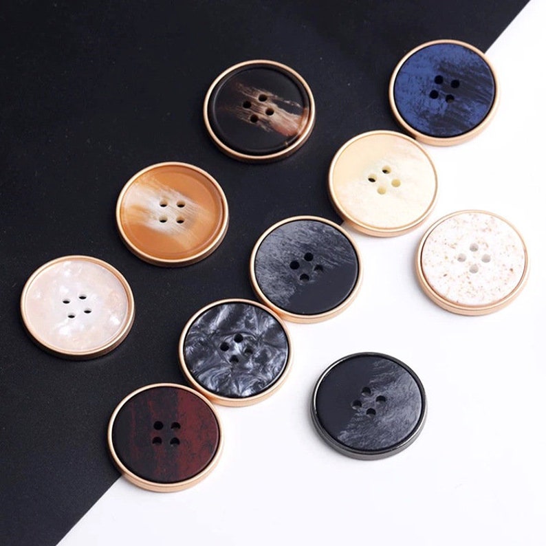 Metal Gold Buttons-6Pcs GunBeige/White/Blue/Brown/Black/Gray Button for Sewing-Suit/Blazer/Jacket/Coat/Sweater image 2