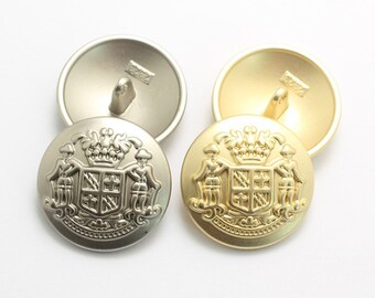 Metal Crown Buttons- 6Pcs Matte Gold/Silver Button for Sewing-Blazer/Jacket/Coat/Sweater/Cardigan