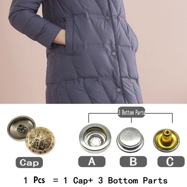 Metal Dragon Snap Buttons-10Pcs Press Stud Popper Gold/Gun for Jeans/Jacket/Coat/Leather/Wallet/DIY image 6