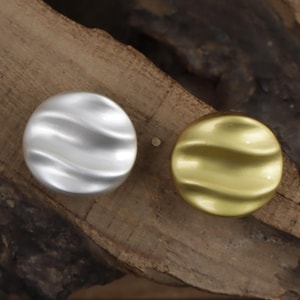 Metal Irregular Buttons-6Pcs Silver Gold Fold Button for Sewing-Sweater/Blazer/Jacket/Coat