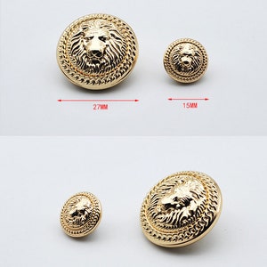 Bottoni Leone in Metallo-6 Pezzi Bottoni Oro Argento per Cucire Giacca/Giacca/Cappotto/Maglione/Cardigan immagine 9