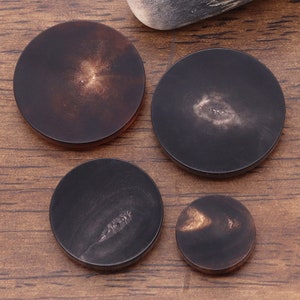 Natural Horn Buttons-6Pcs Flat Black/Brown Pattern Button for Sewing-Shirt/Suit/Blazer/Jacket/Coat/Sweater image 3