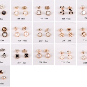 Metal Shirt Pearl Buttons-10Pcs Gold/White/Black Button for Sewing-Chiffon Shirt/Sweater/Cardigan 画像 9