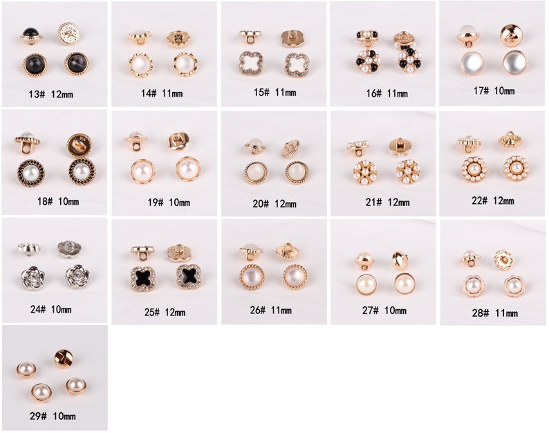 Metal Shirt Pearl Buttons-10Pcs Gold/White/Black Button for Sewing-Chiffon Shirt/Sweater/Cardigan zdjęcie 9