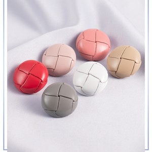 Leather Buttons-6Pcs Black/Brown/White/Khaki/Gray/Pink Button for Sewing-Blazer/Jacket/Coat/Sweater/Cardigan image 3