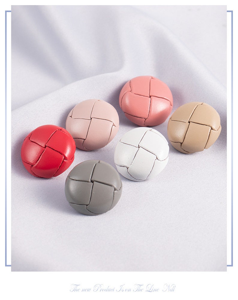 Leather Buttons-6Pcs Black/Brown/White/Khaki/Gray/Pink Button for Sewing-Blazer/Jacket/Coat/Sweater/Cardigan image 3