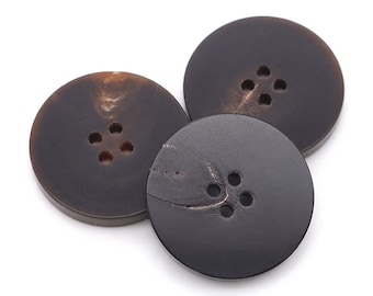 Natural Horn Buttons-6Pcs Flat Black/Brown Pattern Button for Sewing-Shirt/Suit/Blazer/Jacket/Coat/Sweater