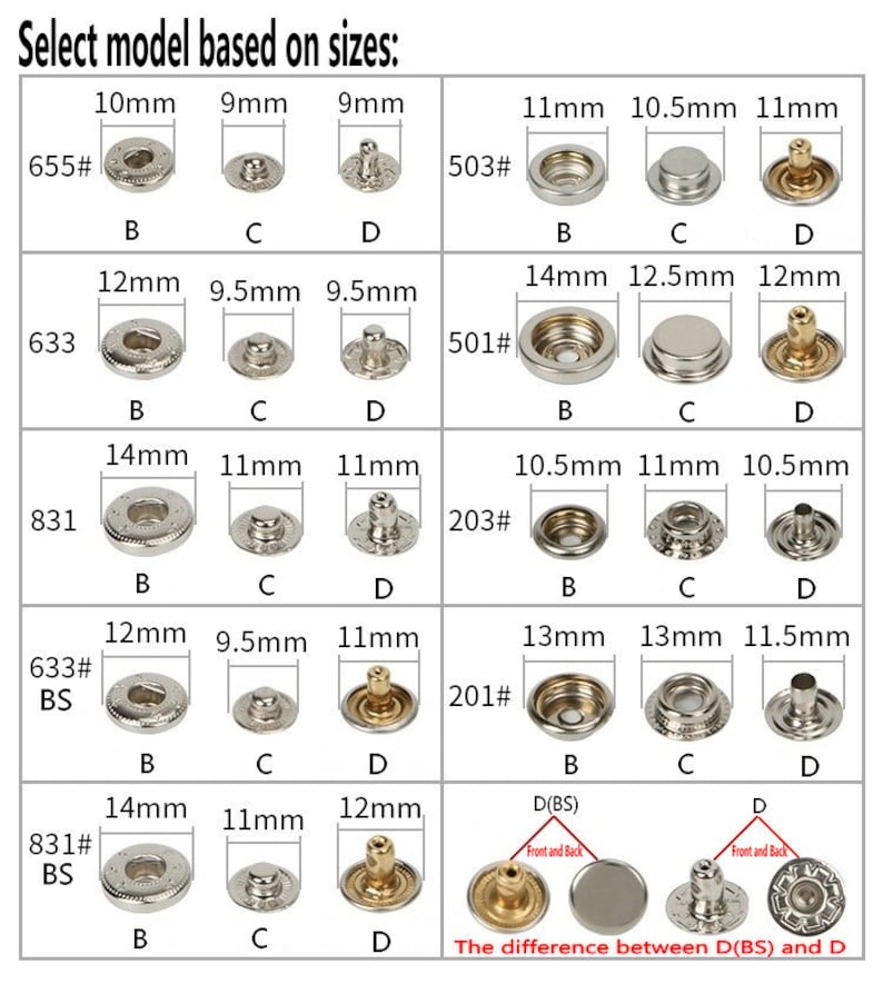 Bottoni automatici piatti in metallo-10 bottoni automatici con bottone a pressione in argento/bronzo/oro/rame pistola per jeans/giacca/cappotto/pelle/portafoglio/fai da te immagine 4