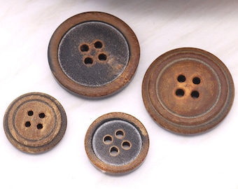 Natural Horn Buttons-6Pcs Black/Brown Button for Sewing-Shirt/Suit/Blazer/Jacket/Coat/Sweater