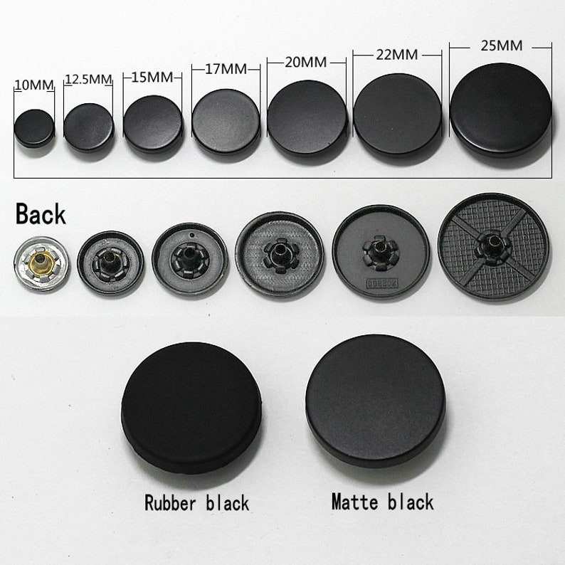 Metal Flat Snap Buttons-10Pcs Press Stud Popper Bronze/Gun/Silver/Gold/Black for Jeans/Jacket/Coat/Leather/Wallet/DIY image 8