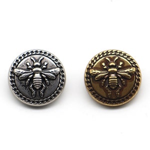Metal Bee Buttons-6Pcs Vintage Gold/Matte Silver Button for Sewing Blazer/Jacket/Coat/Sweater