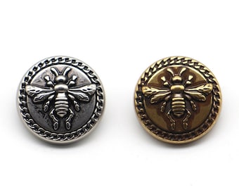 Metal Bee Buttons-6Pcs Vintage Gold/Matte Silver Button for Sewing Blazer/Jacket/Coat/Sweater