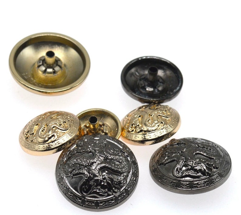 Metal Dragon Snap Buttons-10Pcs Press Stud Popper Gold/Gun for Jeans/Jacket/Coat/Leather/Wallet/DIY image 2