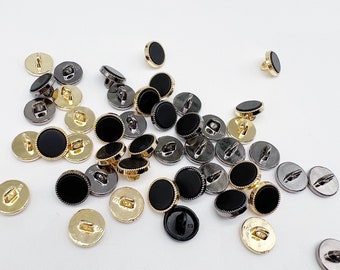 Botones de metal negro, 20 piezas, 10 mm, pequeño botón de vástago negro de pistola de oro rosa para coser camisa/traje/blazer
