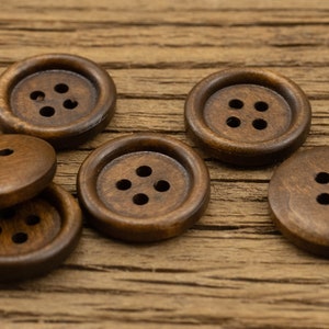 Wood Buttons-20/50/100/200Pcs Vintage Old Brown Wooden Hole Button for Sewing-Shirt/Cardigan/Sweater/Bag image 7