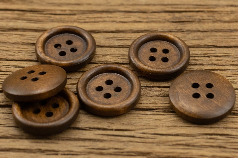 Wood Buttons-20/50/100/200Pcs Vintage Old Brown Wooden Hole Button for Sewing-Shirt/Cardigan/Sweater/Bag image 7