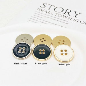 Metal Hole Buttons-6Pcs Black/WhiteGold/Silver Hole Button for Sewing-Suit/Shirt/Blazer/Jacket/Coat/Sweater image 7