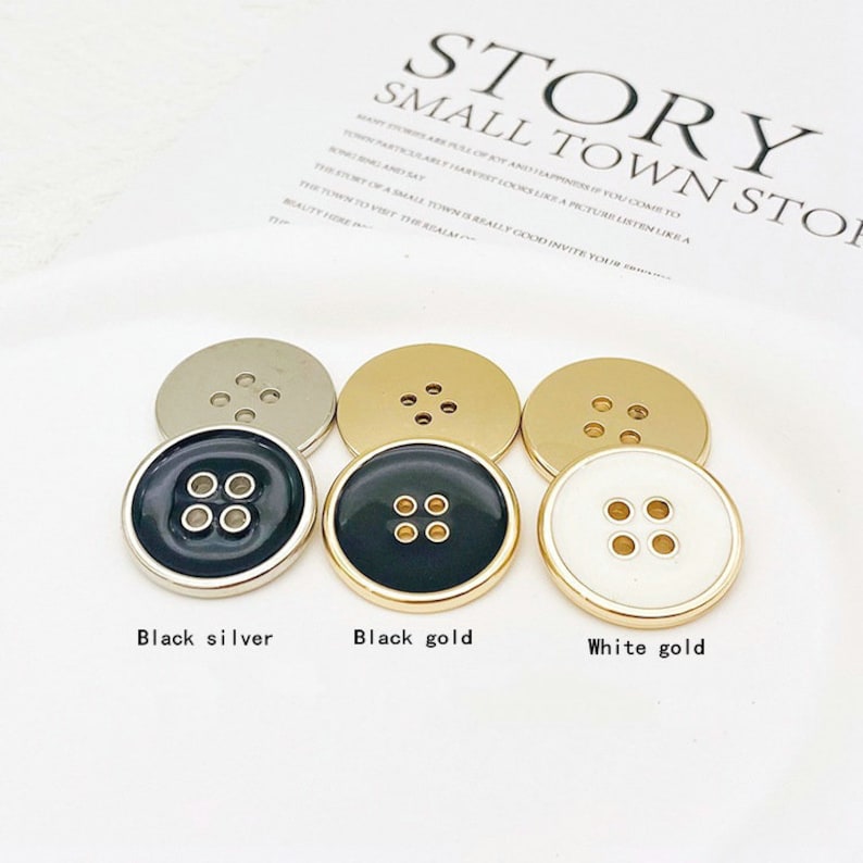 Metal Hole Buttons-6Pcs Black/WhiteGold/Silver Hole Button for Sewing-Suit/Shirt/Blazer/Jacket/Coat/Sweater image 7