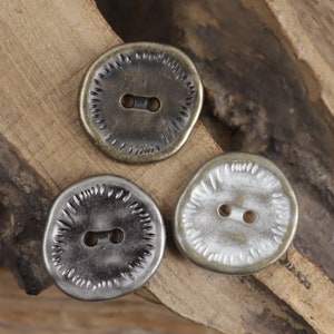 Metal Irregular Buttons-6Pcs Silver/Gold/Gun/Black/Bronze Button for Sewing-Jeans/Blazer/Jacket/Coat/Sweater image 4