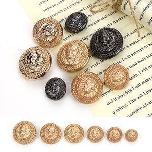 Metal Lion Buttons-6Pcs Rose Gold/Gun Black Button for Sewing-Blazer/Jacket/Coat/Sweater zdjęcie 10