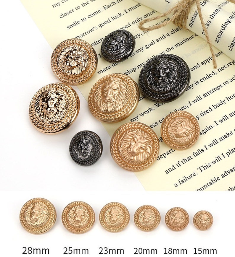 Metal Lion Buttons-6Pcs Rose Gold/Gun Black Button for Sewing-Blazer/Jacket/Coat/Sweater image 10