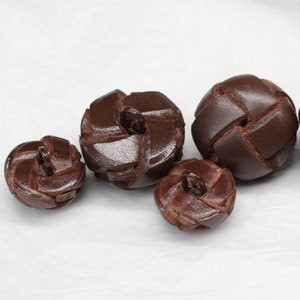 Leather Buttons-6Pcs Handwoven Ball Brown Vintage Button for Sewing-Blazer/Jacket/Coat/Sweater/Cardigan image 2