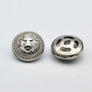 Metal Lion Buttons-6Pcs Gold Silver Button for Sewing-Blazer/Jacket/Coat/Sweater/Cardigan Silver