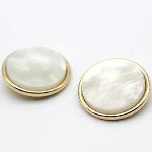 Metal Pearl Buttons-6Pcs White Gold/Silver Shank Button for Sewing-Blazer/Jacket/Coat/Sweater Gold