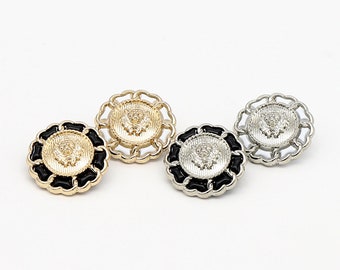 Metal Lion Buttons-6Pcs Chain Vintage Gold Silver Black White Button for Sewing-Blazer/Jacket/Coat